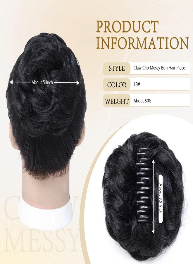 Cesomeey Messy Bun Hair Piece, Wavy Claw Clip Messy Bun Hair Clip, Synthetic Fake Buns Hairs Extensions, Soft hairs buns Hairpieces for Women Daily Wear (1B#-Black, 1 Count (Pack of 1)) - Image 2